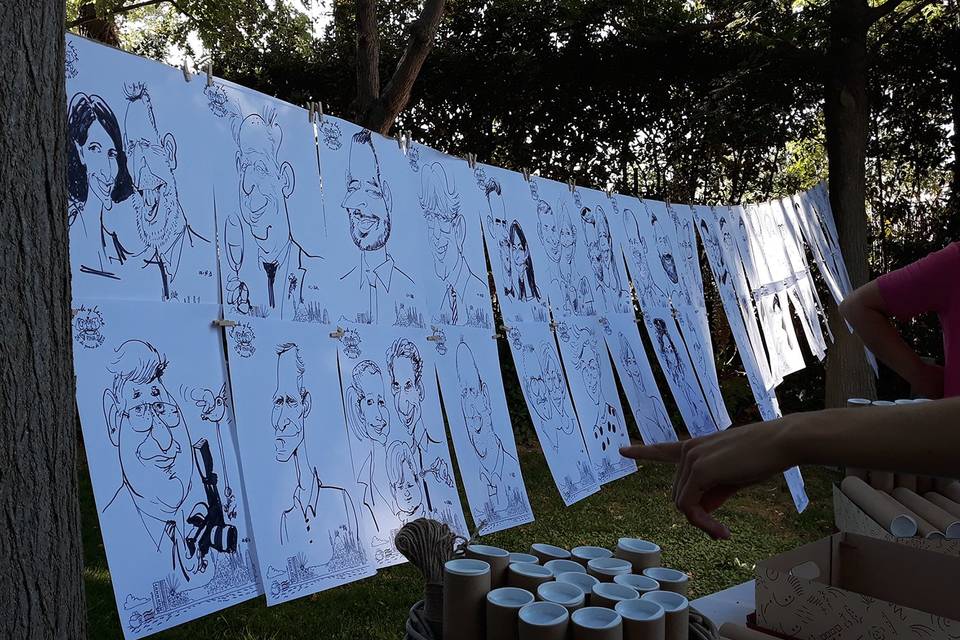 Oliba caricaturas en el jardin