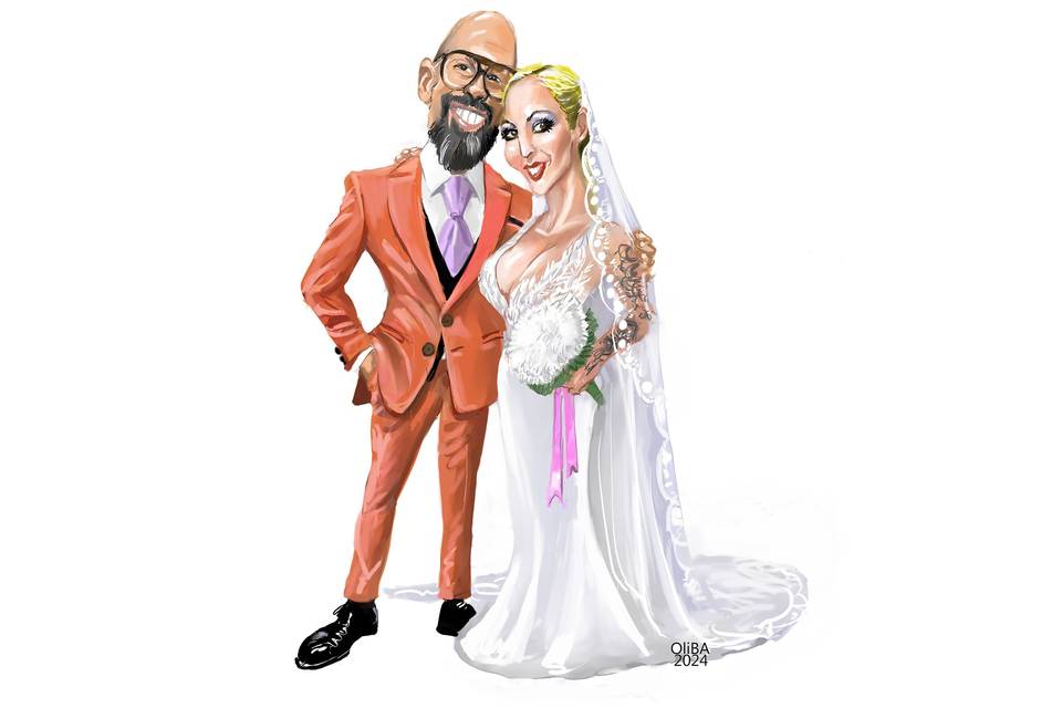 Oliba caricatura novios 2