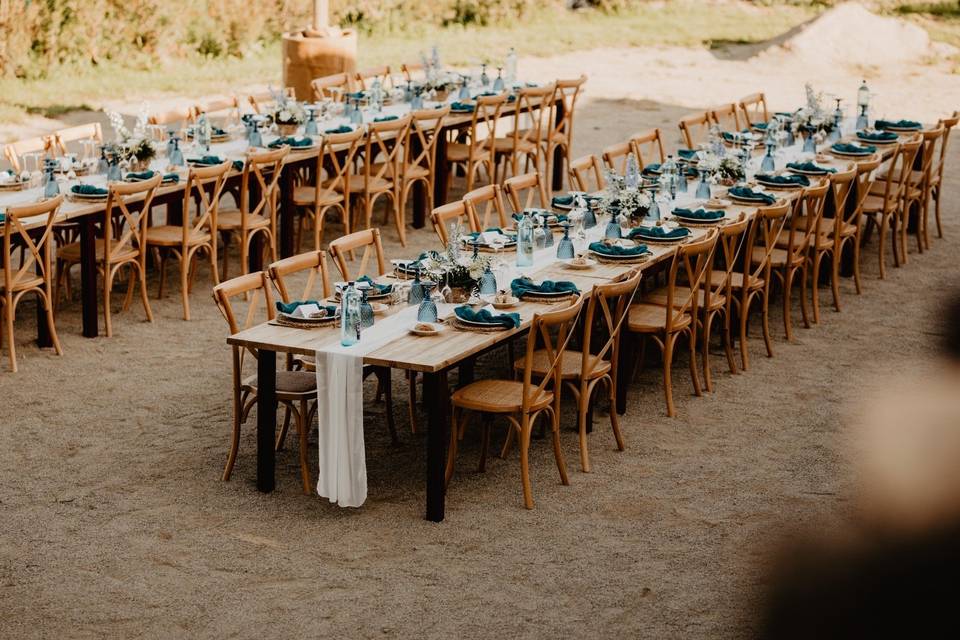 Decoración mesa Azul