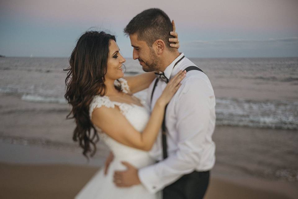 Abrazo en la playa