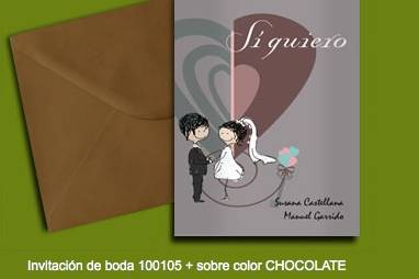Invitación 100105+sobre color chocolate