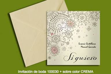 Invitación 100019+sobre color plata