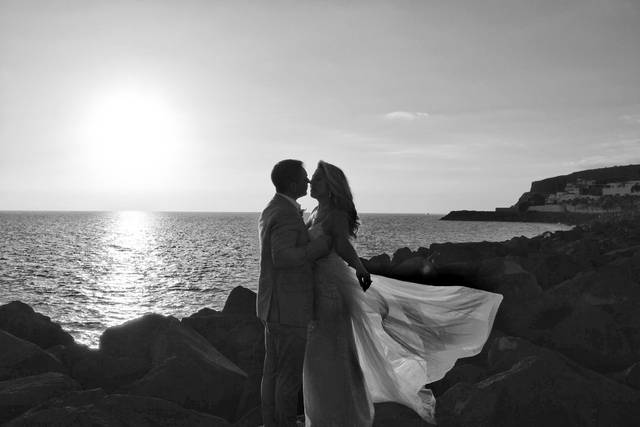 Bride and Groom Sunset