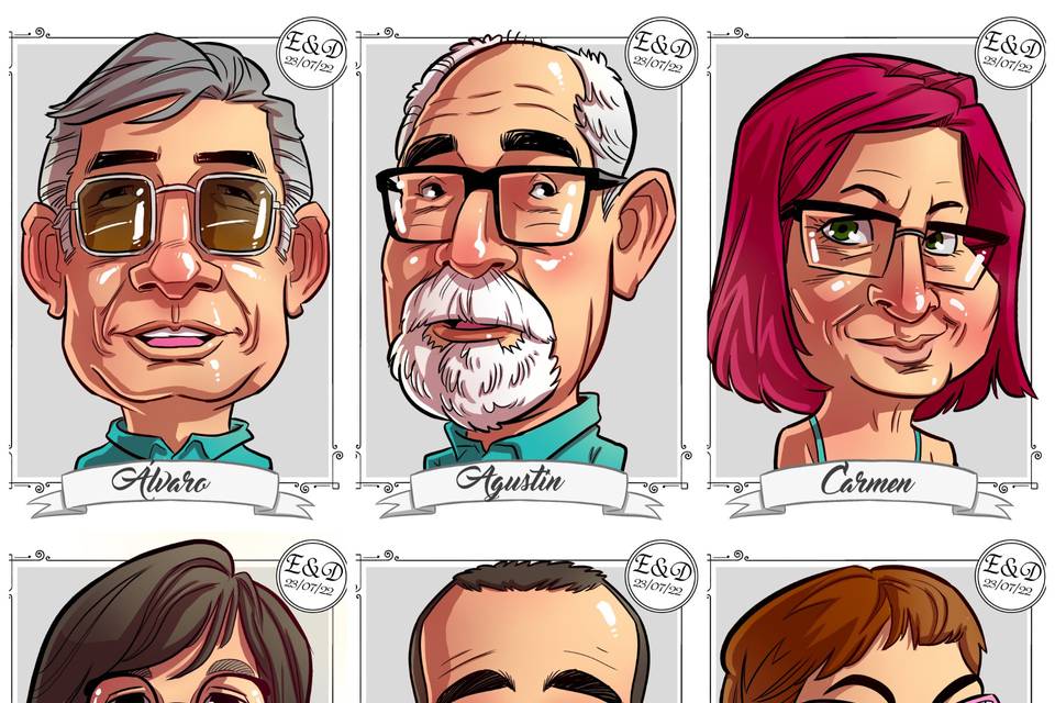 Caricaturas regalo de invitados