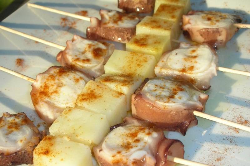 Brocheta de pulpo y patata