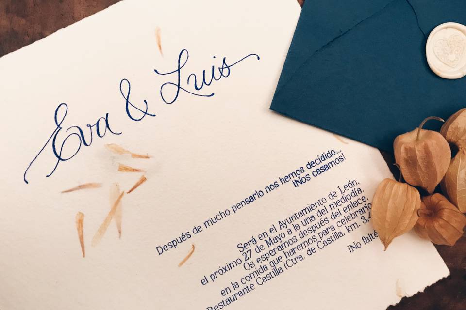 Diseño de la invitación de Eva y Luis