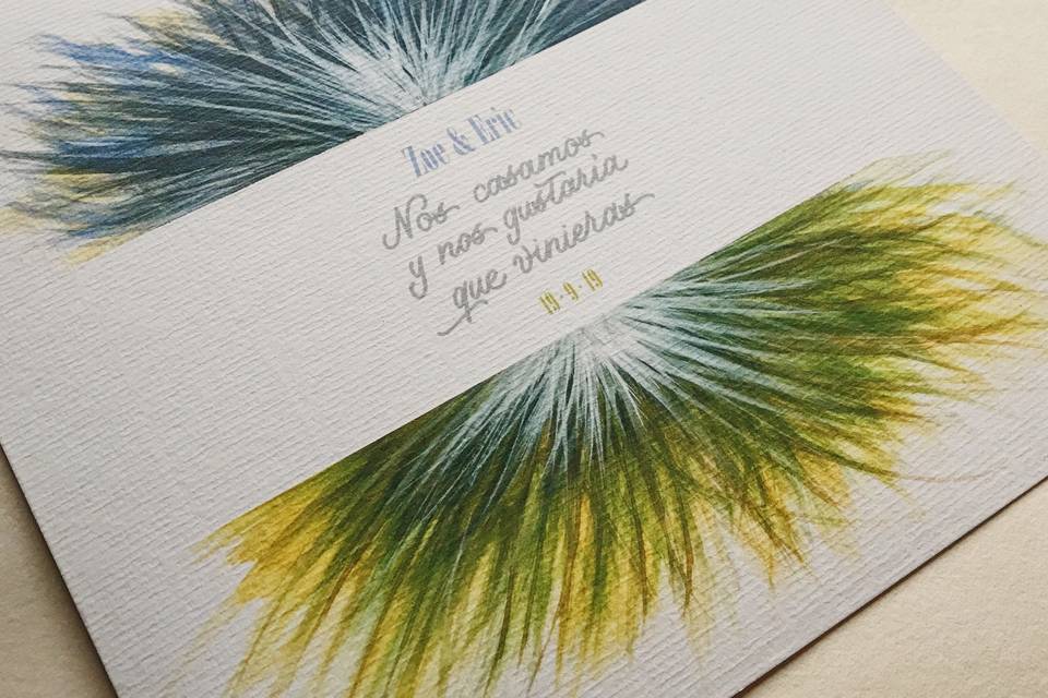 Diseño de la invitación con acuarela