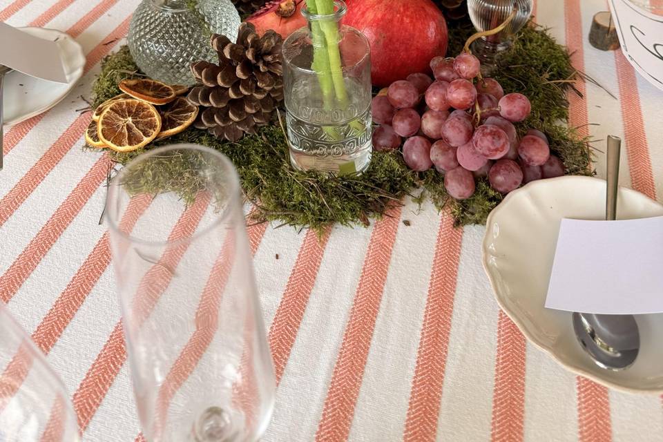 Centro de mesa con frutas