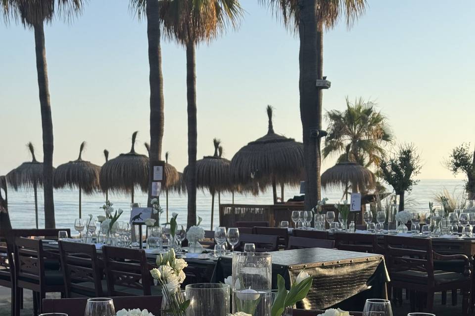 Centro de mesa blanco playa