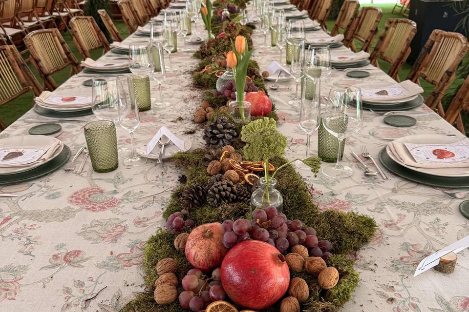 Decoración mesa con frutas