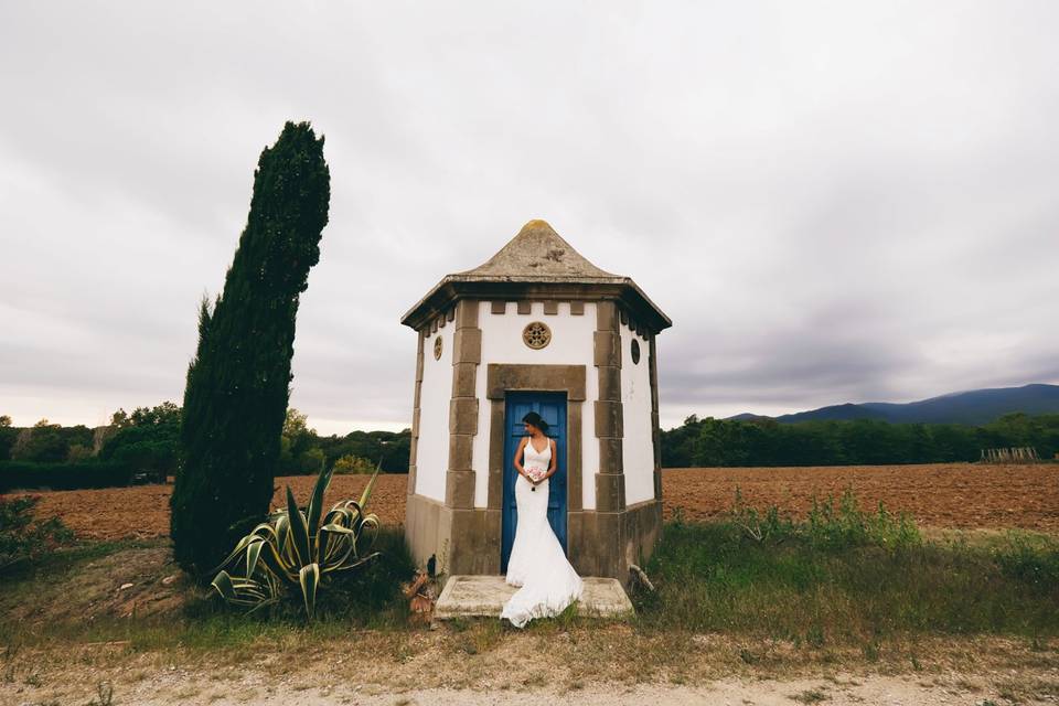 Novia en jardín