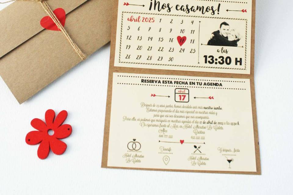 Invitación kraft calendario