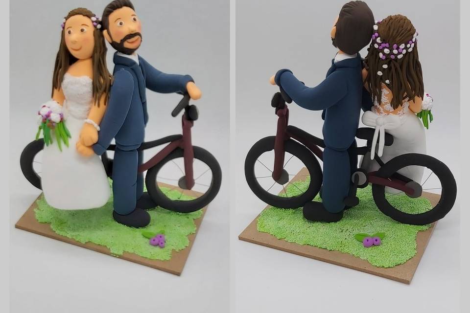 Pareja para boda en bici