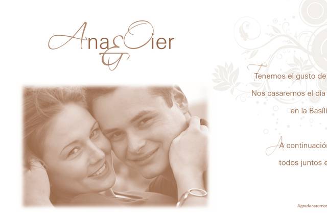 Invitación con escrito y foto