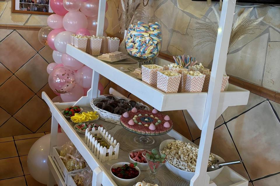 Candy bar comunión rosa niña