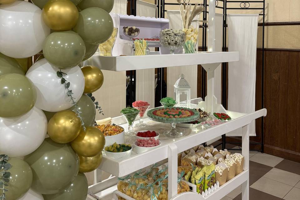 Candy Bar verde bautizo verde