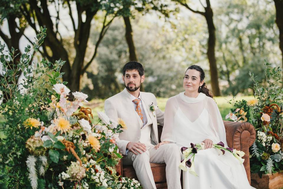 Novios jardín