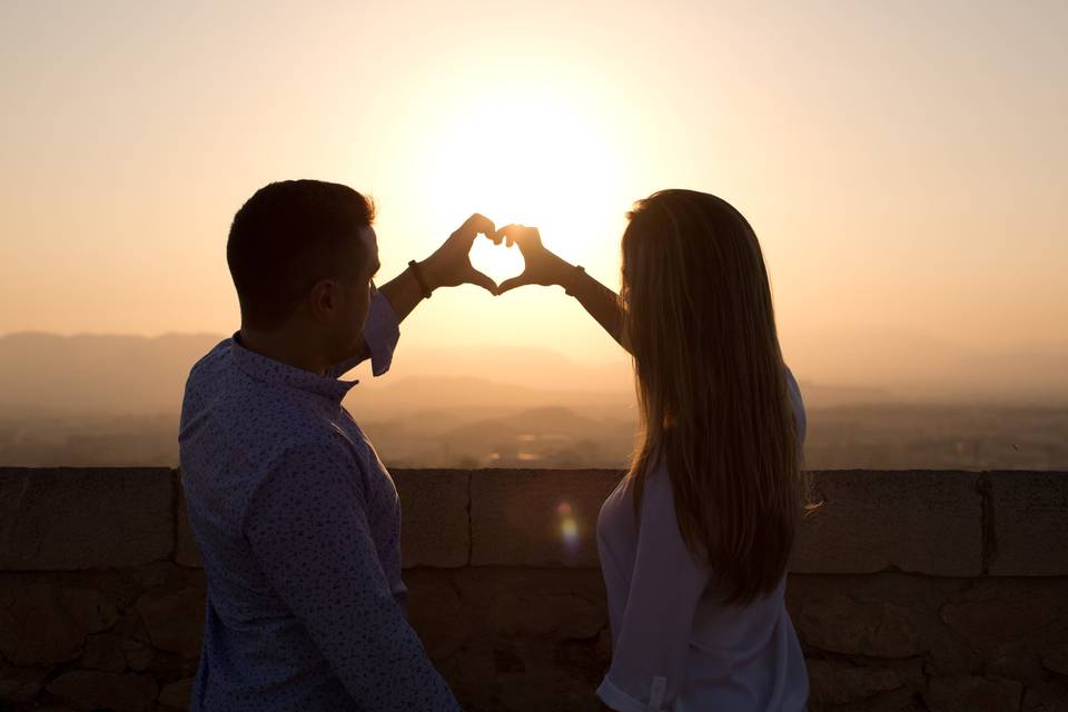 Corazón en la puesta de sol