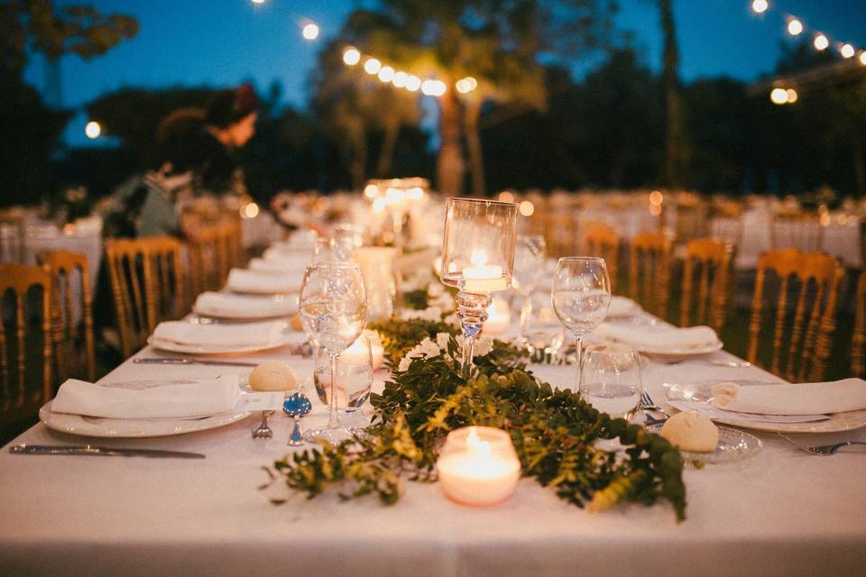 Cena en el jardín