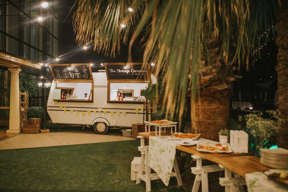 Night vintage caravan