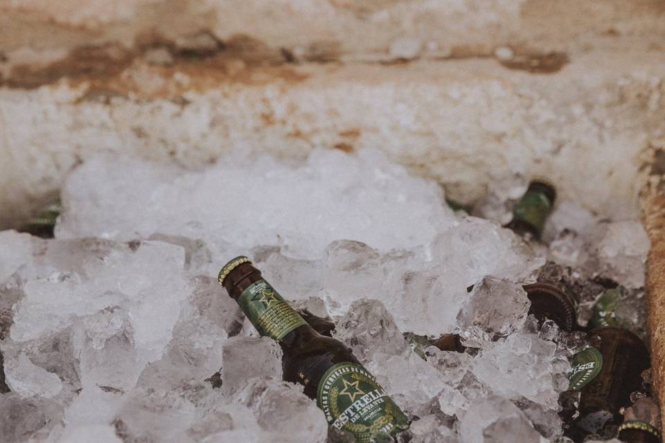 Cervezas en hielo pilé