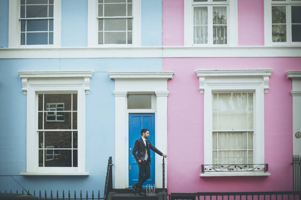 Boda en londres. Casas de colores