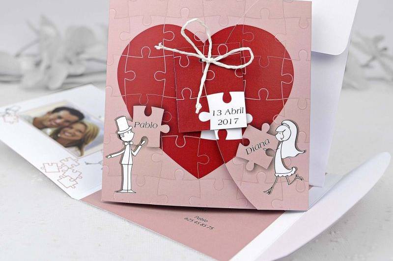 Invitación boda puzzle