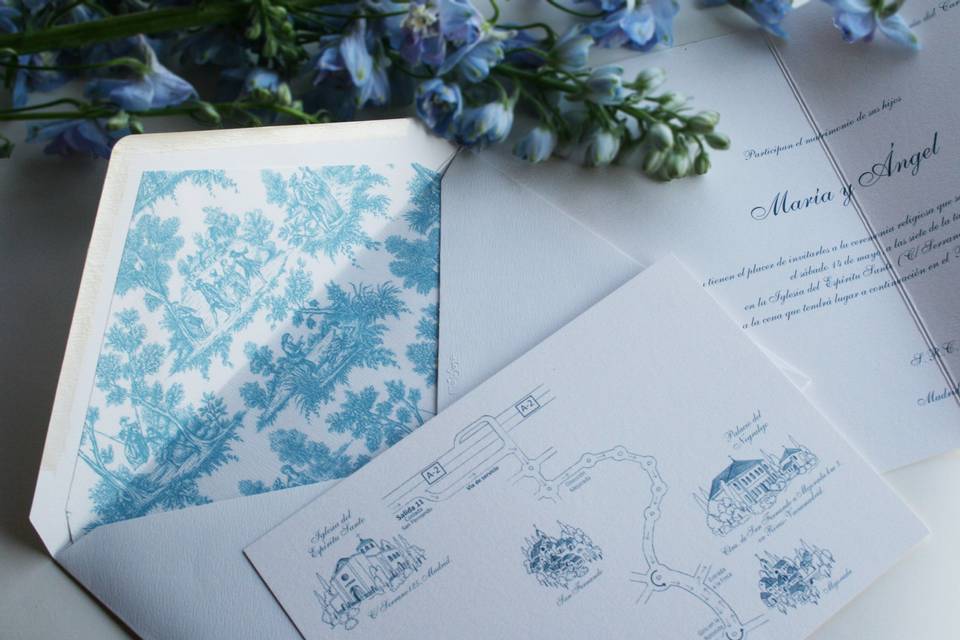 Toile de Jouy azul amanecer