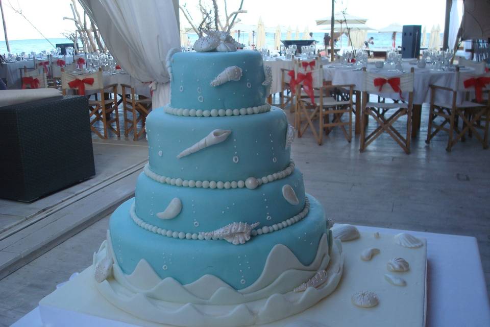 Tarta de boda tema playa