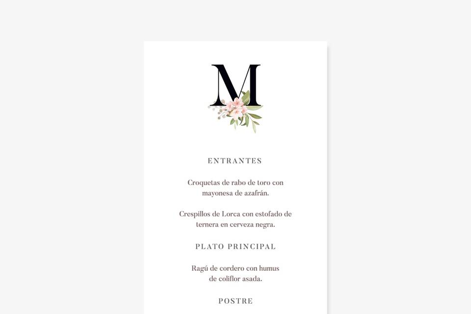 Menú de boda Arlet