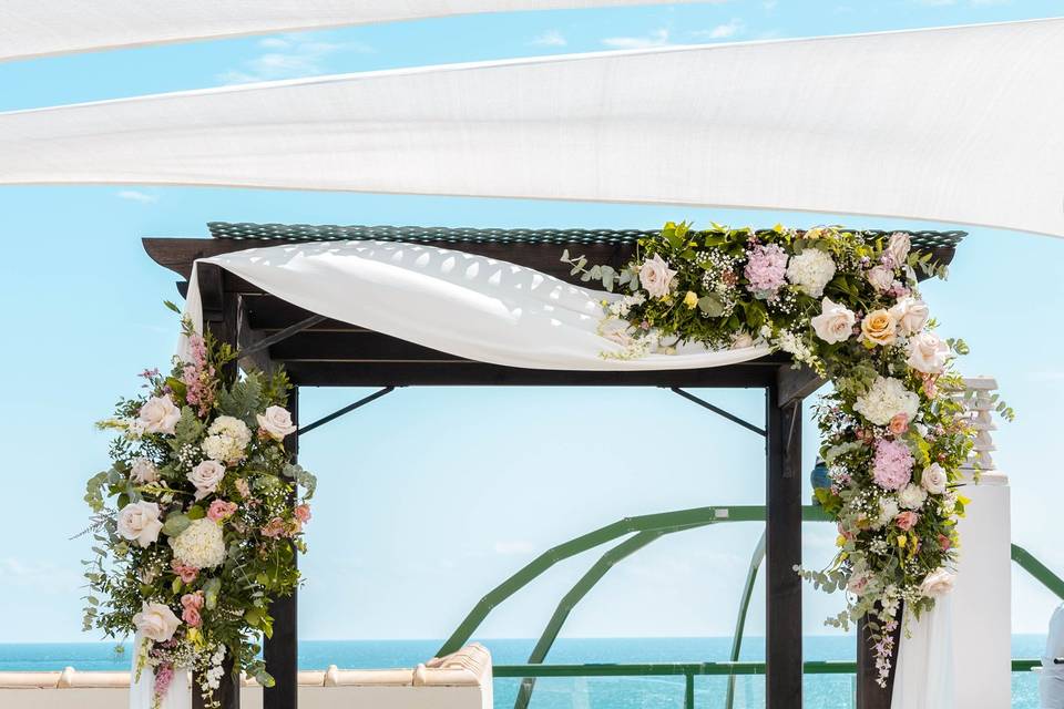 Banquete con vistas al mar