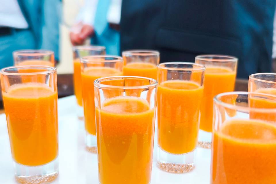 Chupitos de gazpacho de mango