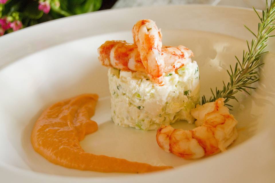 Delicias de queso y langostino