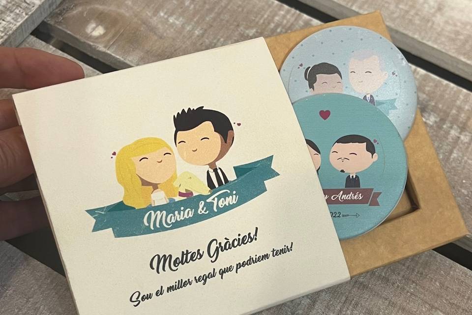 Chapas imanes caricatura novio