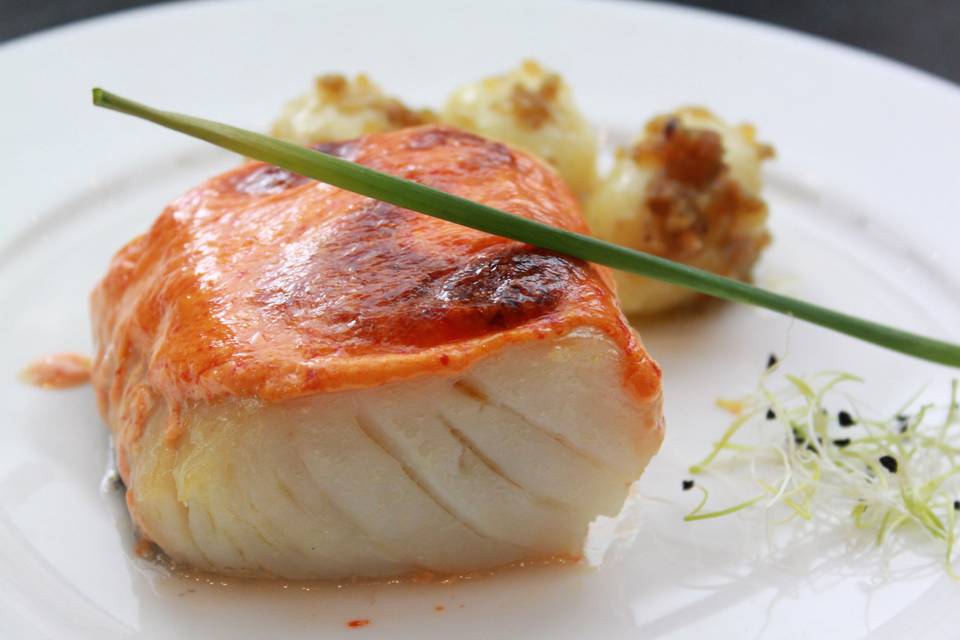 Bacalao con gratén del piquillo