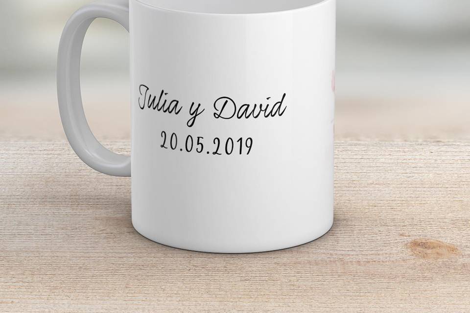 Taza recuerdo boda