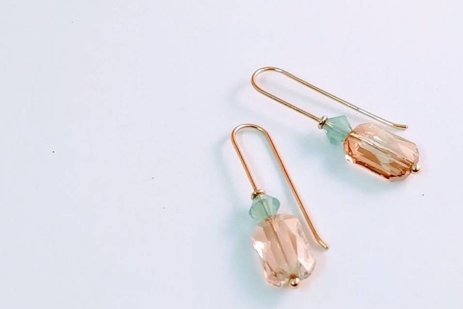 Pendientes de oro y cristal Swarovsky