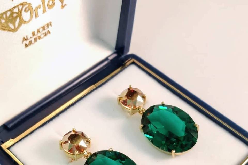 Pendientes de oro y cristal Swarovsky