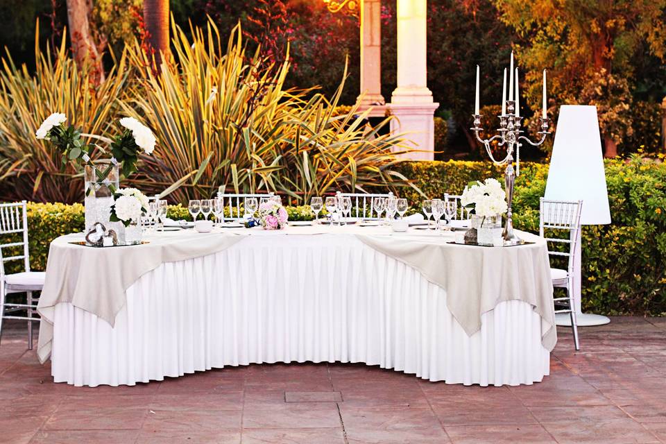 Mesa y detalles de la boda