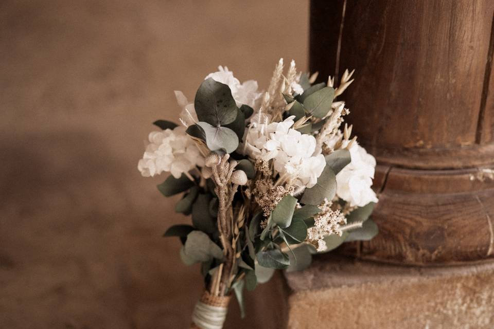Ramo de novia blanco y verde