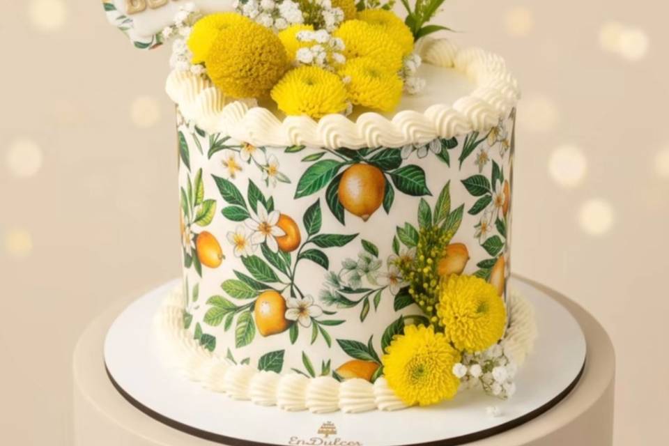 Tarta con flores