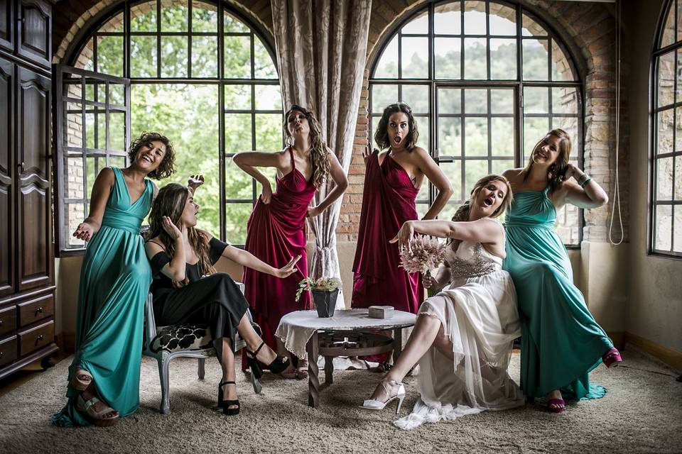 Novia con sus bridesmaids