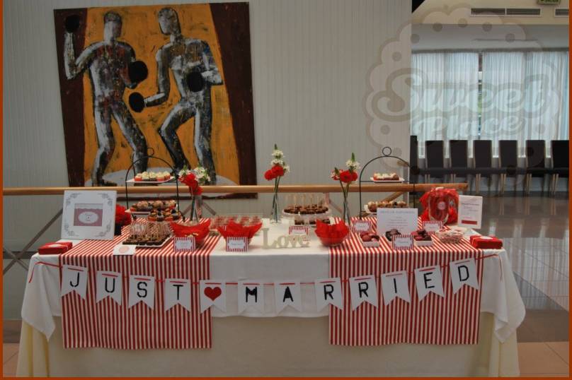 Mesa de dulces de boda, rojos