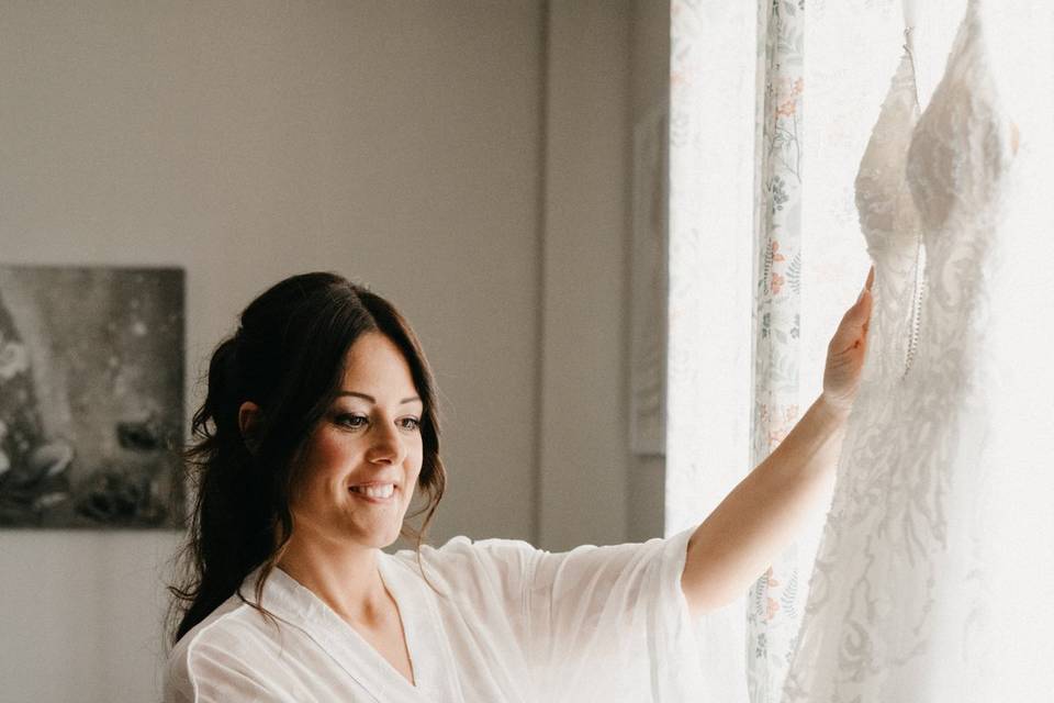 Novia con su vestido