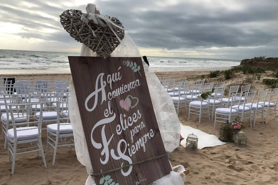 Bienvenida para ceremonia en la playa