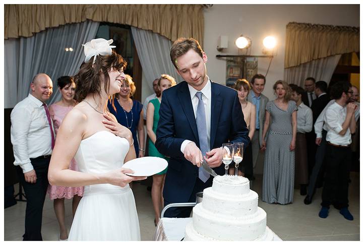 Banquete, tarta, boda, novios