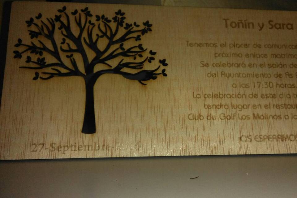 Invitaciones exclusivas madera