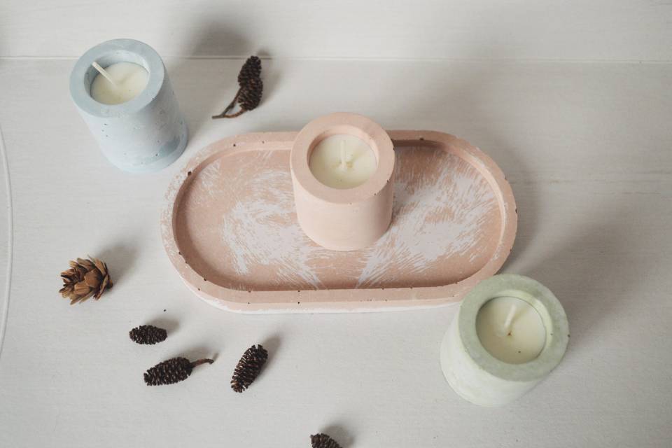 Pack de 3 velas + platos