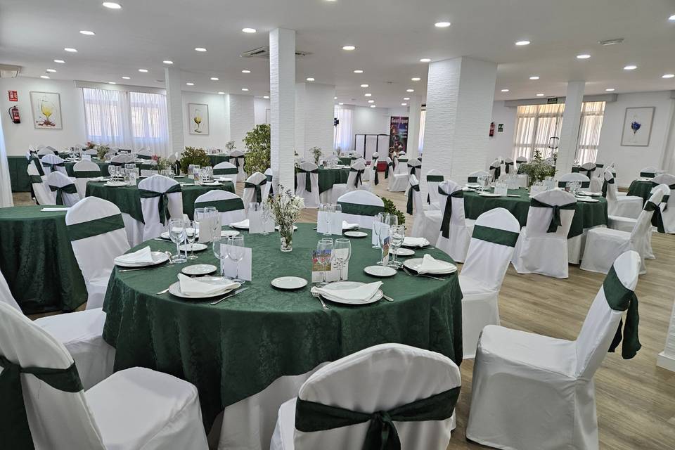 Mantel Verde con sillas con fu