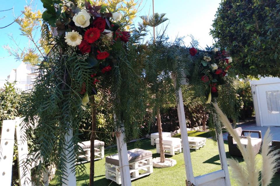 Boda de tonos rojos